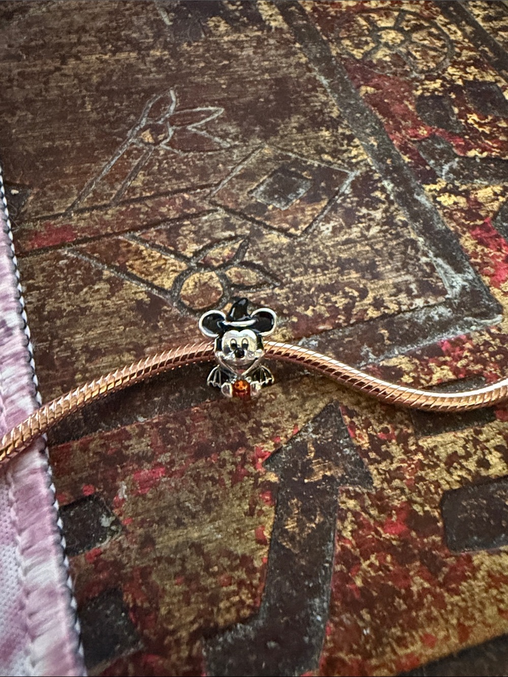 Silver & Black Mickey Charm with Orange Pumpkin - Picture 5 of 5
